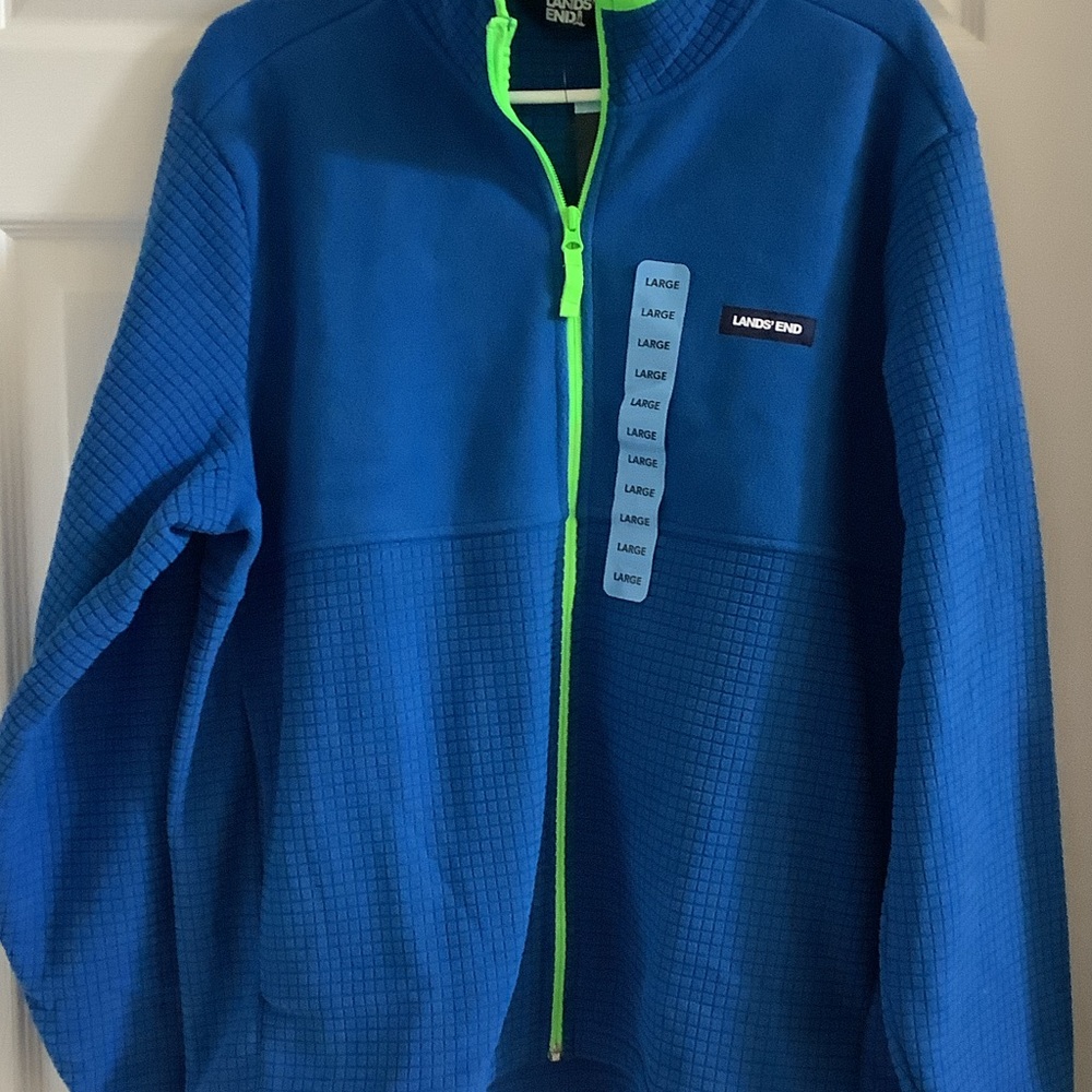 Lands' End Vibrant Blue Jacket with Bright Green‎ Accents, large, new